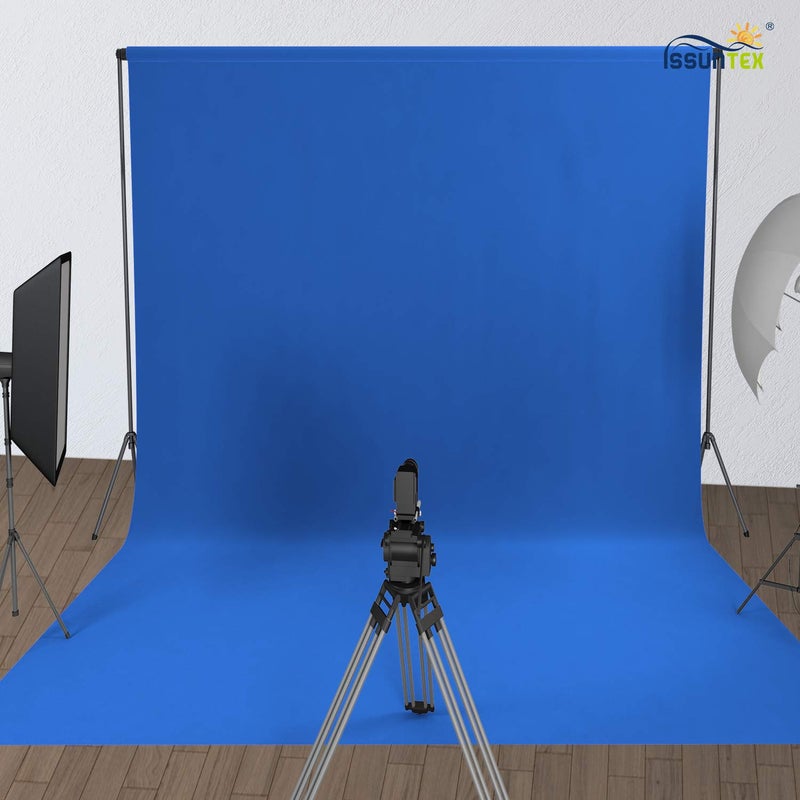 ISSUNTEX 6X9 ft Background Muslin Backdrop, Photo Studio, Collapsible High Density Screen for Video Photography and Television-Blue - Image 2